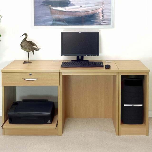 R White Cabinets Single Drawer Large Brown Set-10 Desk with Printer Shelf - Size: 72.8 x 150 x 54cm - Wilko - image 1