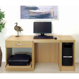R White Cabinets Single Drawer Large Brown Set-10 Desk with Printer Shelf - Size: 72.8 x 150 x 54cm - Wilko - thumbnail 5