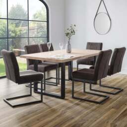 Julian Bowen Berwick 6 Seater Rectangular Dining Set Charcoal - Grey - Wilko - thumbnail 1