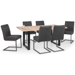 Julian Bowen Berwick 6 Seater Rectangular Dining Set Charcoal - Grey - Wilko - thumbnail 3