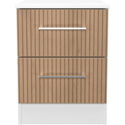 Crowndale Worcester 2 Drawer Slatt Effect and White Compact Bedside Cabinet Ready Assembled - Size: 5 Drawer - Slatt Effect & White - Wilko - thumbnail 3