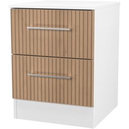 Crowndale Worcester 2 Drawer Slatt Effect and White Compact Bedside Cabinet Ready Assembled - Size: 5 Drawer - Slatt Effect & White - Wilko - thumbnail 4