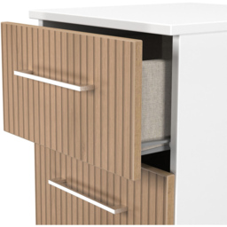 Crowndale Worcester 2 Drawer Slatt Effect and White Compact Bedside Cabinet Ready Assembled - Size: 5 Drawer - Slatt Effect & White - Wilko - thumbnail 6