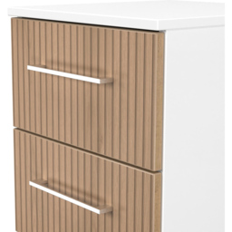 Crowndale Worcester 2 Drawer Slatt Effect and White Compact Bedside Cabinet Ready Assembled - Size: 5 Drawer - Slatt Effect & White - Wilko - thumbnail 7