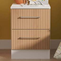 Crowndale Worcester 2 Drawer Slatt Effect and White Compact Bedside Cabinet Ready Assembled - Size: 5 Drawer - Slatt Effect & White - Wilko - thumbnail 1