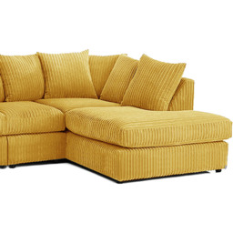 Luxor 4 Seater Mustard Jumbo Cord Right Hand Facing Scatter Back L Shaped Corner Sofa Set - Yellow - Wilko - thumbnail 5