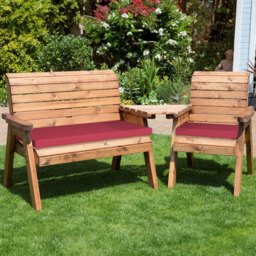 Charles Taylor 3 Seater Angled Companion Seat with Red Cushions - Wilko - thumbnail 1