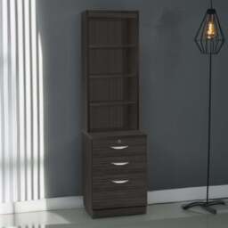 R White Cabinets 3 Drawer 4 Shelf Black Storage Unit with Hutch - Size: 182.8 x 47.9 x 54cm - Wilko - thumbnail 1
