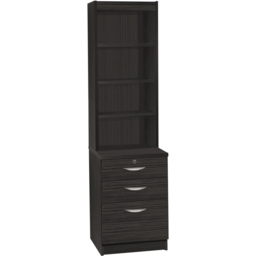 R White Cabinets 3 Drawer 4 Shelf Black Storage Unit with Hutch - Size: 182.8 x 47.9 x 54cm - Wilko - thumbnail 3