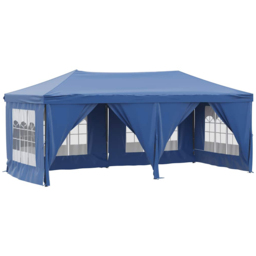 vidaXL 3 x 6m Blue Foldable Party Tent with Sidewalls - Wilko - thumbnail 3