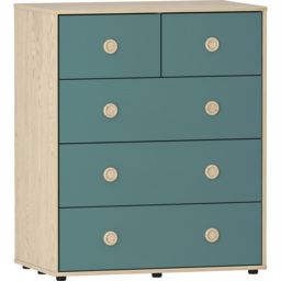 Junior Vida Neptune 5 Drawer Blue and Oak Storage Chest - Size: 5 Drawers - Wilko - thumbnail 3