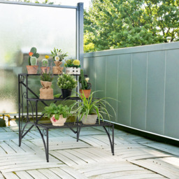 Costway 3 Shelf Black Ladder Flower Pot Holder - Size: 63 x 61 x 67cm - Wilko - thumbnail 5