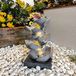Tranquillity Lotus Leaf Solar Powered LED Water Feature - Size: 47 x 27 x 22cm - Grey - Wilko - thumbnail 3