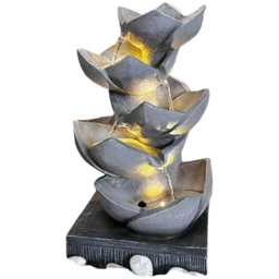 Tranquillity Lotus Leaf Solar Powered LED Water Feature - Size: 47 x 27 x 22cm - Grey - Wilko - thumbnail 1