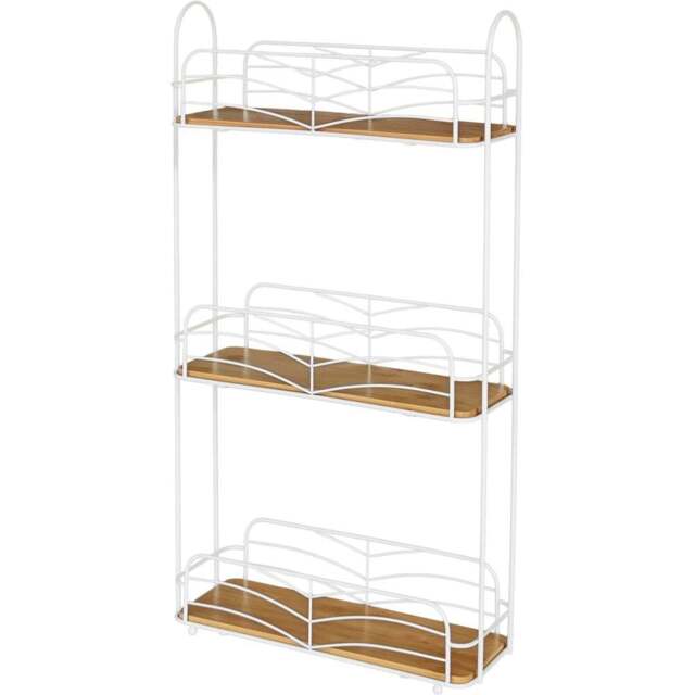 3 Tier Bamboo Rectangle Caddy  - White and Natural - Wilko - image 1