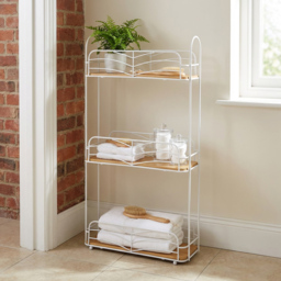 3 Tier Bamboo Rectangle Caddy  - White and Natural - Wilko - thumbnail 3