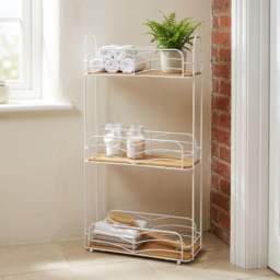 3 Tier Bamboo Rectangle Caddy  - White and Natural - Wilko - thumbnail 4