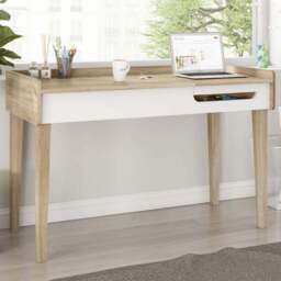 Teknik Office Giru Desk Sonoma Oak Effect and White - Size: 120 x 57 x 80cm - Brown - Wilko
