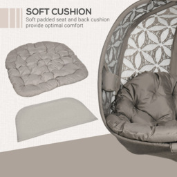 Outsunny 2 Seater Brown Egg Chair with Cushions - Wilko - thumbnail 7