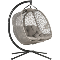 Outsunny 2 Seater Brown Egg Chair with Cushions - Wilko - thumbnail 3