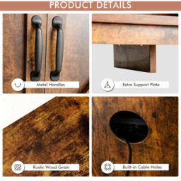 Costway Sliding Door Farmhouse Rustic Brown TV Unit - Size: 150 x 40 x 74cm - Wilko - thumbnail 6