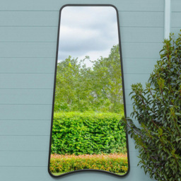 MirrorOutlet The Coartans Black Metal Trapezoid Outdoor Garden Wall Mirror 180 x 85cm - Size: 180 x 85 x 3cm - Wilko - thumbnail 3