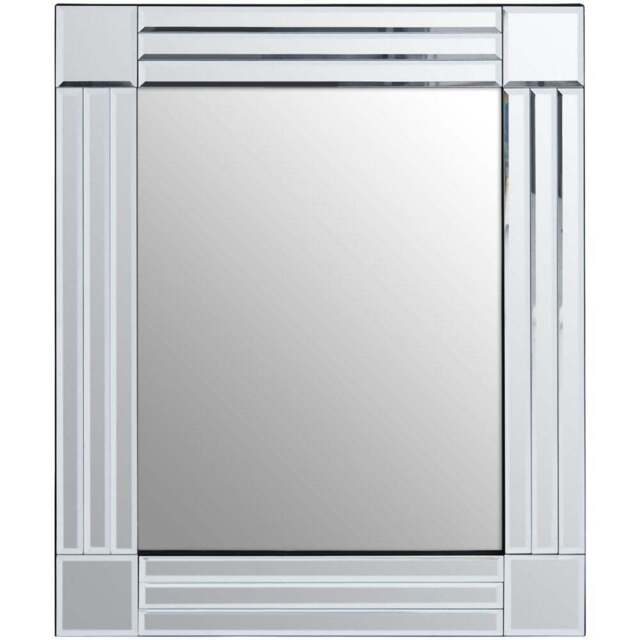 Premier Housewares Sana Square Linear Wall Mirror - Size: 69 x 58cm - Wood - Wilko - image 1