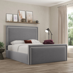 DS Living Verona King Size Plush Grey Piping Ottoman Bed - Wilko - thumbnail 5
