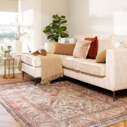 Kukoon Vintage Distressed Neutral Terracotta Beige Washable Rug 240 x 330cm - Orange - Wilko - thumbnail 3