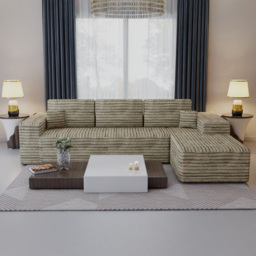Sliding Wardrobes 4U 3 Seater L Shaped Camel Corner Sofa with Reversible Chaise - Cream - Wilko - thumbnail 6