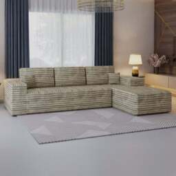 Sliding Wardrobes 4U 3 Seater L Shaped Camel Corner Sofa with Reversible Chaise - Cream - Wilko - thumbnail 1
