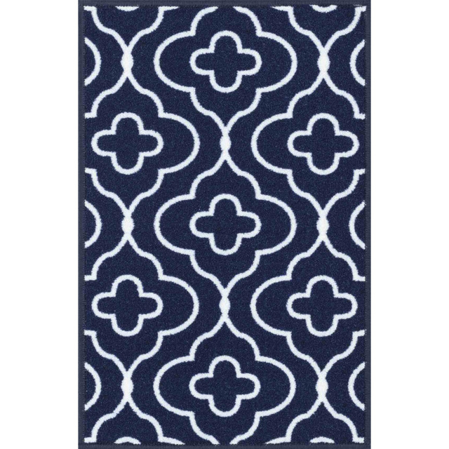 Desire Rugs Havana Navy Quatrefoil Anti Slip Door Mat 150 x 80cm - Size: 80 x 150cm - Blue - Wilko - image 1