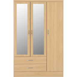 Seconique Nevada 3 Door 2 Drawer Sonoma Oak Effect Mirror Wardrobe - Size: 3 Door, 2 Drawer - Brown - Wilko - thumbnail 4