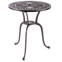 Costway Copper Round Cast Aluminium Table with Umbrella Hole - Size: 72 x 70 x 8cm - Brown - Wilko - thumbnail 3