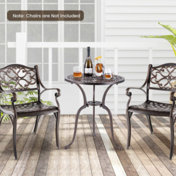 Costway Copper Round Cast Aluminium Table with Umbrella Hole - Size: 72 x 70 x 8cm - Brown - Wilko - thumbnail 4