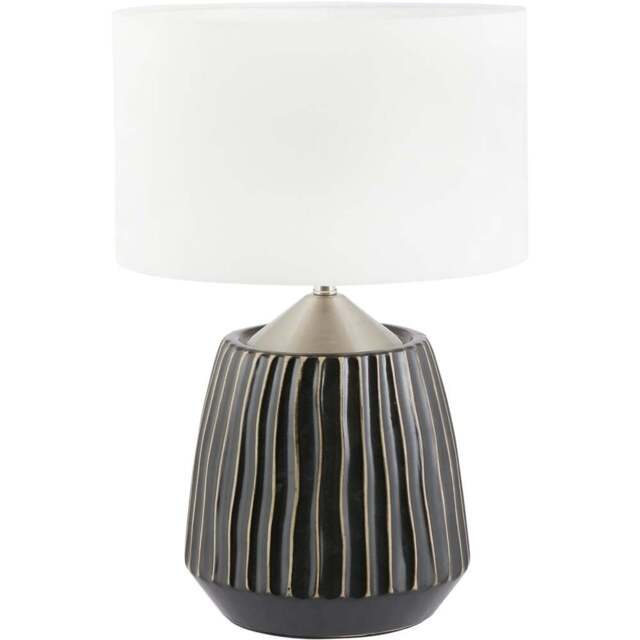 Pacific Lifestyle Artemis Black Textured and Brushed Silver Ceramic Table Lamp - Grey - Wilko - image 1