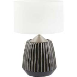 Pacific Lifestyle Artemis Black Textured and Brushed Silver Ceramic Table Lamp - Grey - Wilko
