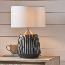 Pacific Lifestyle Artemis Black Textured and Brushed Silver Ceramic Table Lamp - Grey - Wilko - thumbnail 3