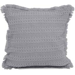 Velosso Waffle Fringed Grey Filled Cushion 43 x 43cm 2 Pack - Wilko