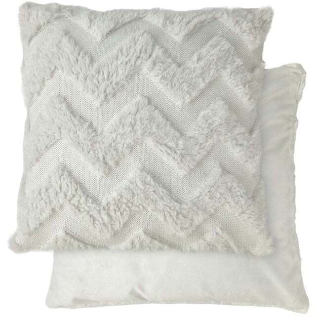 Serene Newton Zig Zag White Soft Touch Cushion Cover - Size: 43 x 43cm - Wilko - image 1