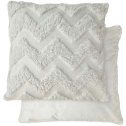 Serene Newton Zig Zag White Soft Touch Cushion Cover - Size: 43 x 43cm - Wilko