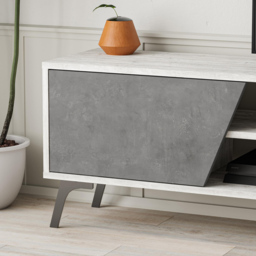 Decortie Fiona 3 Door 2 Shelf Retro Grey Ancient White TV Unit Media Centre Storage Cabinet - Size: 48.0  x 180.0  x 35.6 cm - Multi - Wilko - thumbnail 4