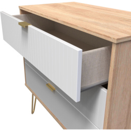 Crowndale 3 Drawer White Matt and Bardolino Oak Wide Chest of Drawers Ready Assembled - Wilko - thumbnail 7