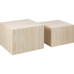 Florence Dice Square Light Travertine Effect Coffee Table Set of 2 - Brown - Furniture To Go - Wilko - thumbnail 3