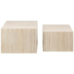 Florence Dice Square Light Travertine Effect Coffee Table Set of 2 - Brown - Furniture To Go - Wilko - thumbnail 4