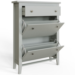 GFW Deluxe 2 Tier Grey Shoe Cabinet - Size: 25 x 80 x 108cm - Wilko - thumbnail 4
