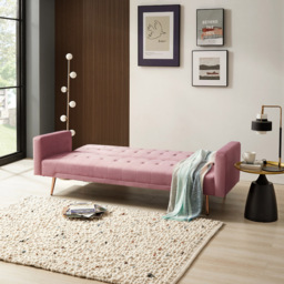 Home Detail Windsor Small Double Sleeper Pink Velvet Sofa Bed - Size: 3 Seater - Wilko - thumbnail 4