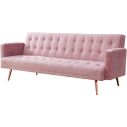 Home Detail Windsor Small Double Sleeper Pink Velvet Sofa Bed - Size: 3 Seater - Wilko - thumbnail 3