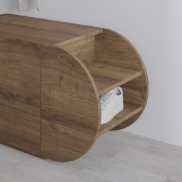 Decortie Pozy 2 Shelf Single Door Dark Oak Effect Modern Shoe Storage Bench - Size: 50 x 110 x 40.4cm - Brown - Wilko - thumbnail 4