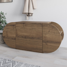 Decortie Pozy 2 Shelf Single Door Dark Oak Effect Modern Shoe Storage Bench - Size: 50 x 110 x 40.4cm - Brown - Wilko - thumbnail 1